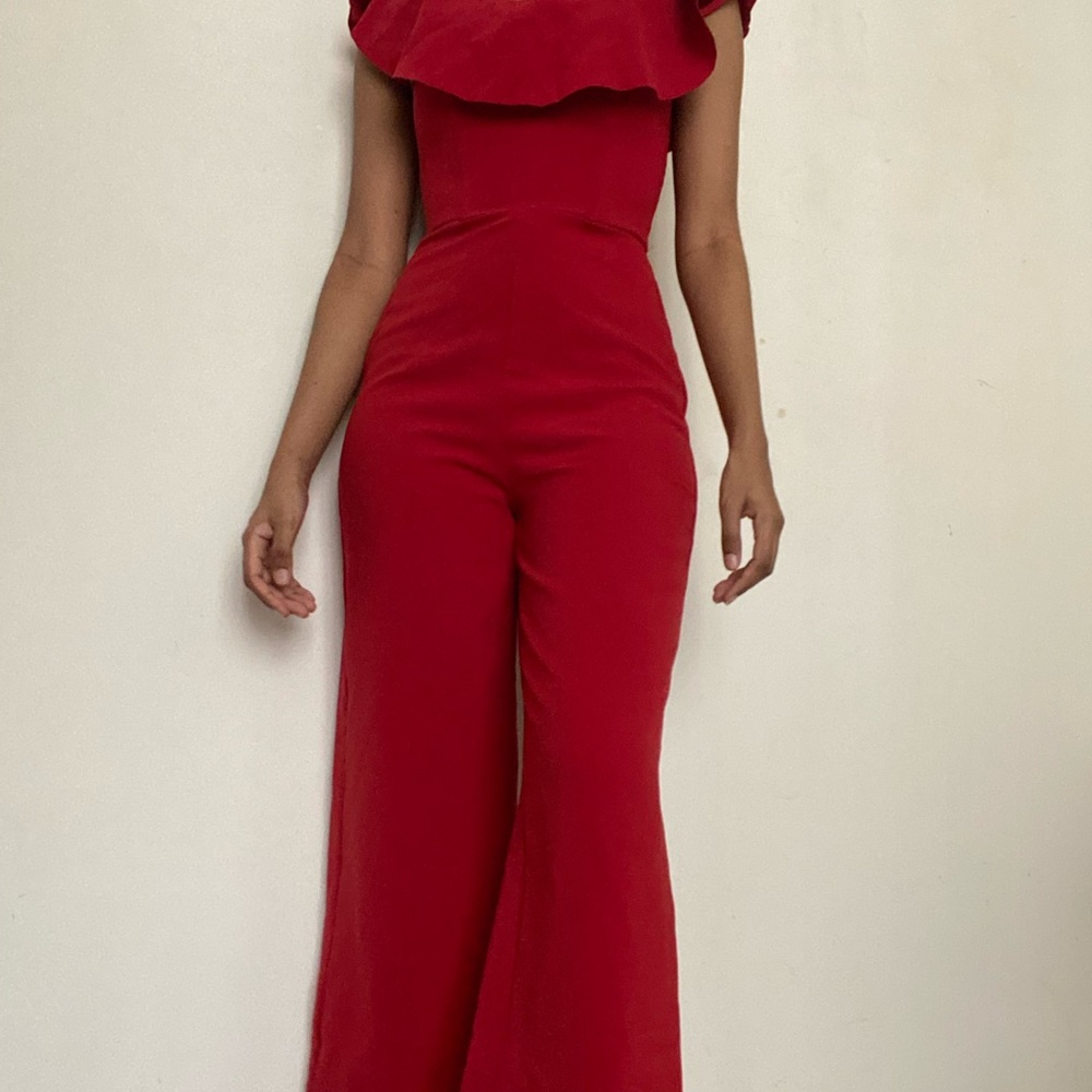 H&M Red jumpsuit corseted with lined boning - Picture 3 of 5